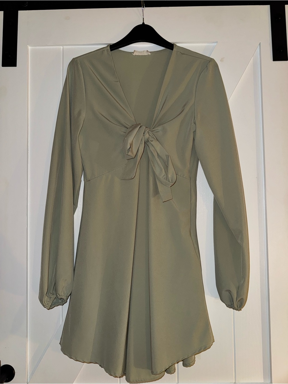 Altar'd State Olive Green Long Sleeve Tie-Front Mini Dress